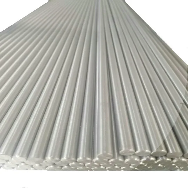 Straight lengths of titanium round bar tied in a bundle
