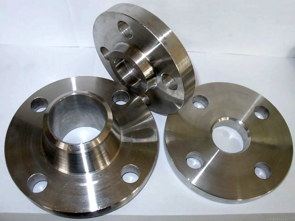 Titanium weld neck flanges with raised faces