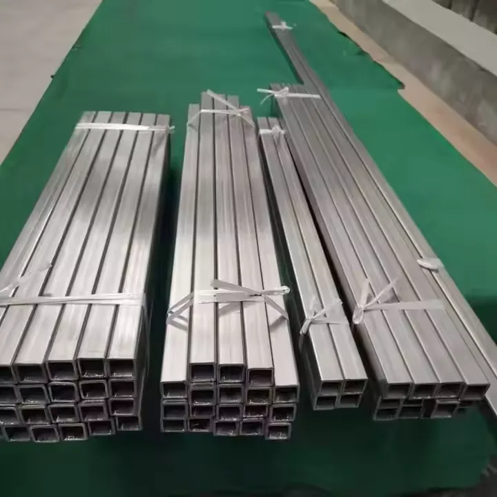 Square titanium tube with visible wall thickness