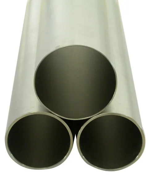 Tube ends of three titanium tubes showing wall thickness