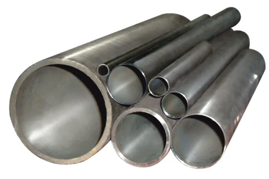Titanium tubes with bright mill finish stacked together